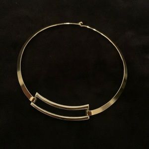 Two tone (silver and gold) metal choker necklace
